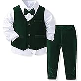 Kimocat Boys' 4-Piece Formal Suit Set Dress Shirt Vest Pants and Tie Wedding Birthday Party Suit