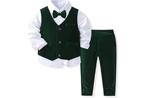XINGWU TEXTITLE Baby Boys Gentleman Formal Suit Set with Vest, Pant, Shirt, and Bow Tie, Weding 4Pcs Outfit