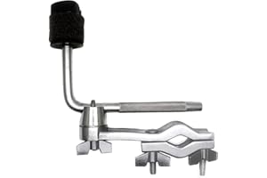TUOREN Cymbal L-Arm Rod with Bracket Holder Extension Arm Attachment, Cymbal Boom Arm with Drum Set Mounting Clamp, Cymbal Stand Clamp with Boom Arm for Drum Set Accessories Silver