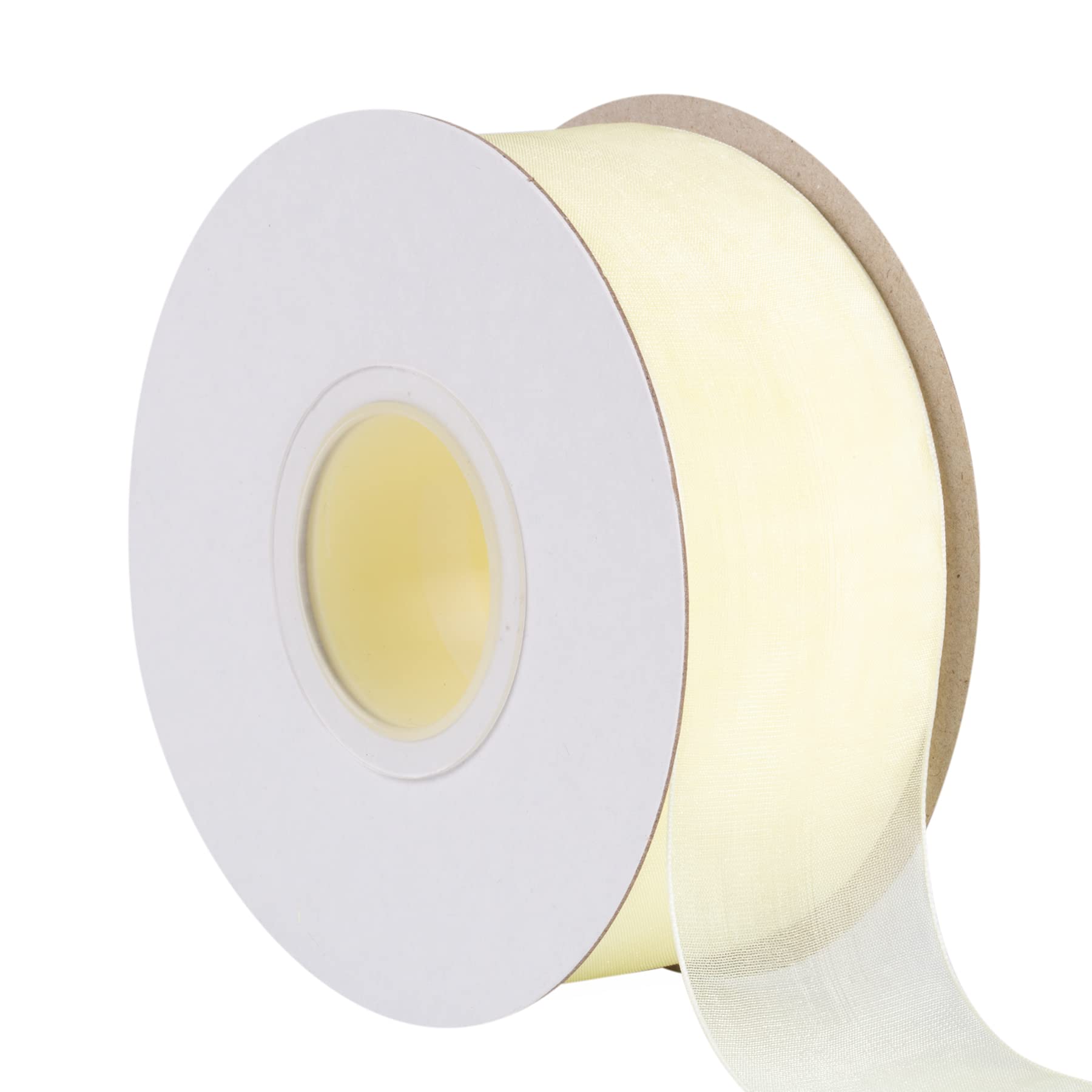 TEKDEERE 38mm Sheer Organza Ribbon,Cream Shimmer Chiffon Ribbon for DIY Crafts Wedding Party Decorations, Gift Wrapping Bridal Bouquets (45M)