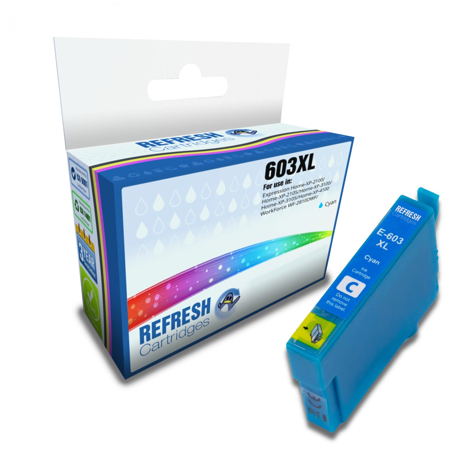 Refresh Cartridges Remanufactured Ink Cartridge Replacement for Epson 603XL High Capacity Cyan (C13T03A24010)