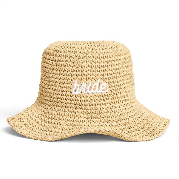 Bride Bucket Hat Straw Beach Bachelorette Party Headwear Accessory Straw Bucket Hat Bride - Etsy main image 3