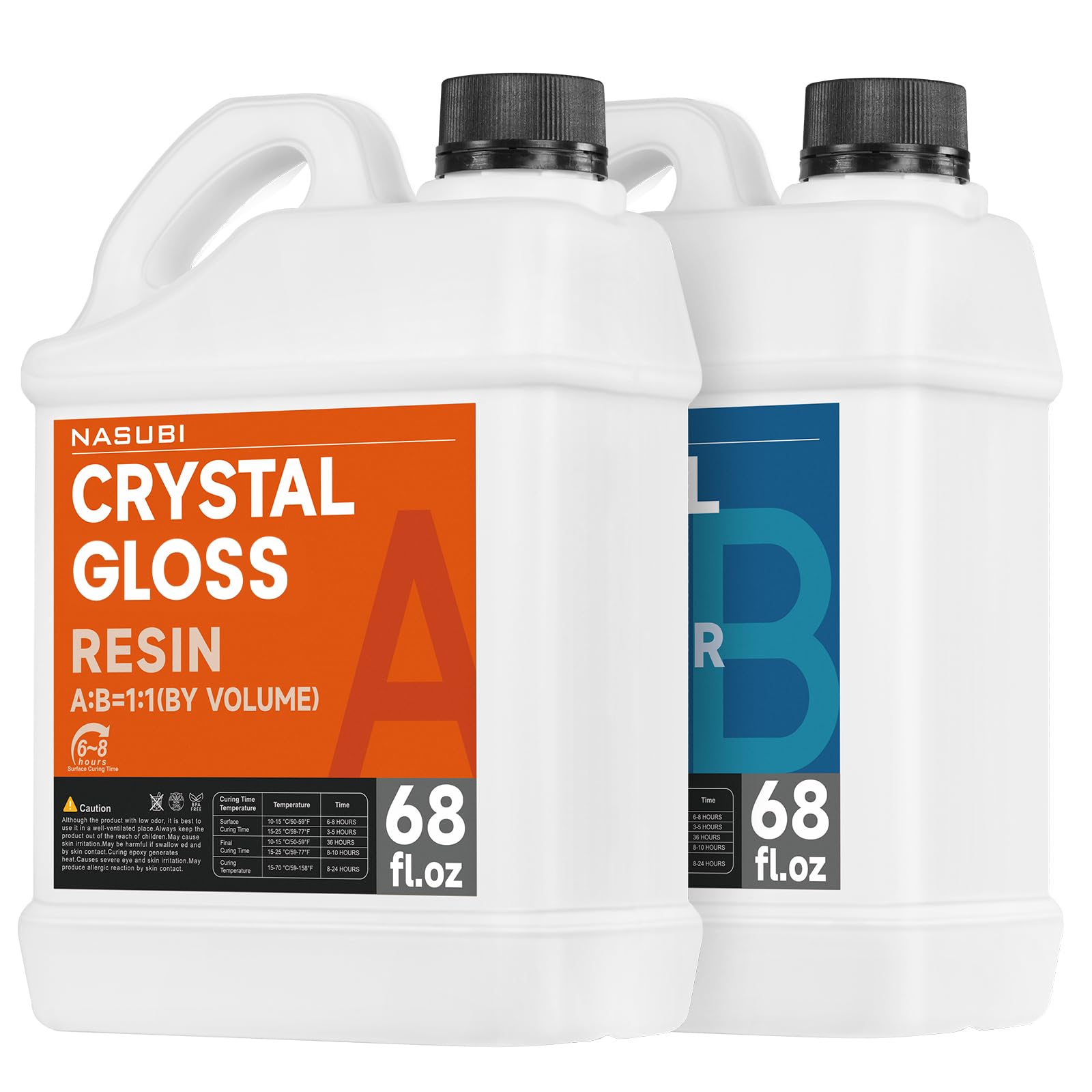 Photo 1 of 1.06 Gallon Resin Epoxy - High Gloss Casting Resin for Countertop, Table Top, Wood, Crafts, Jewelry & Resin Mold - Bubble Free UV Resistant 2 Part Resin Kit (68oz Resin and 68oz Hardener)