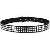 Tienyuu Studded Punk Rock Rivet Belt for Men & Women, Pyramid Metal Design with Silver Accents