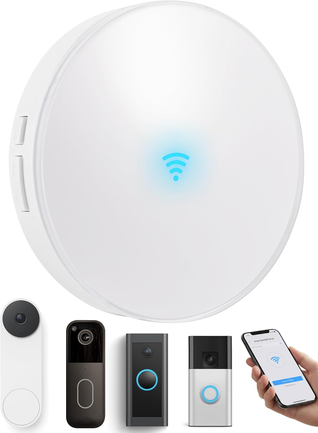 Smart Wireless Doorbell Chime, Compatible with Ring/Blink/Google Nest, Work with Alexa, No Wiring/Subscription,No Range Limits,32 Chimes,5 Volume Levels 0-110dB, Ideal for Large Homes/Villa