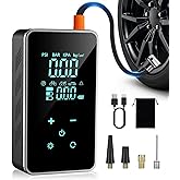 Tire Inflator Portable Air Compressor-150PSI Air Pump for Car, Bike Pump Touch Screen/Gauge/Light, Tire Pump 3X Faster Inflation with Tire Pressure Gauge for Motorcycle, Bike, Ball
