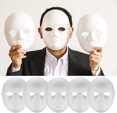 Vwoqiy 10 Pcs DIY White Paper Masks Masquerade Paintable Carnival Masks