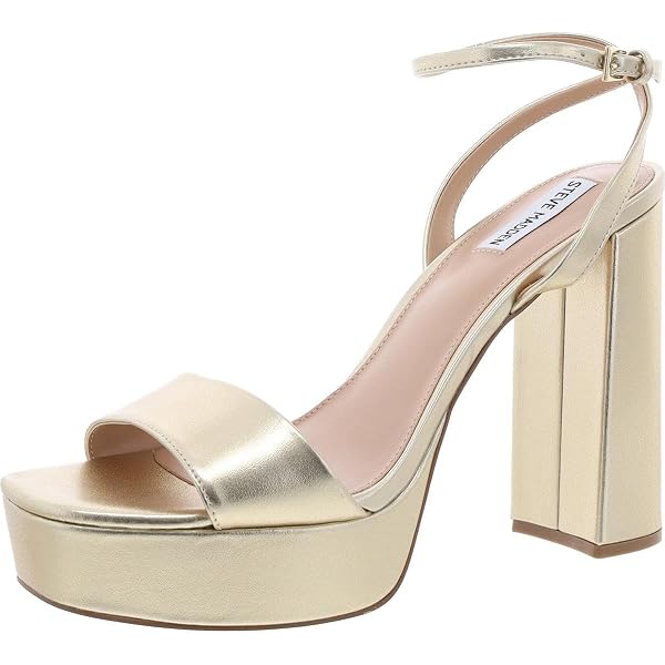 Steve Madden Lala Women's Block Heel Sandals - Knotted Ankle Strap, Square Toe & Platform, Natural Multi Color