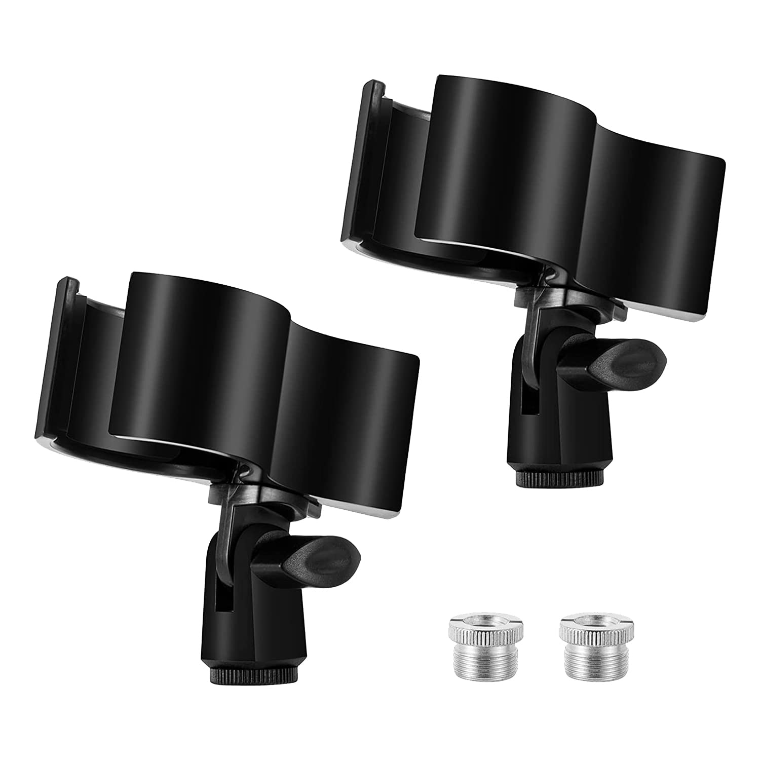 Folceretsc 2 Pcs Adjustable Microphone Holder Clamp Microphone Clip with 5/8 Inch Male to 3/8 Inch Screw Adapter