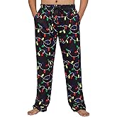 TUONROAD Mens Christmas Pyjama Jogger 3D Pattern Loose Lounge Sleepwear Leisure Pajama Pant