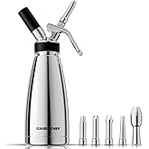 Professional Stainless Steel Whipped Cream Dispenser Double Wall Keep Warm and Cold, 500mL/1 Pint Whipped Cream Maker,5 Vario