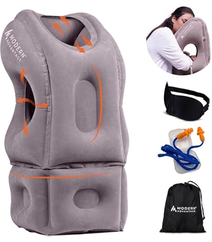 Oreiller de voyage gonflable avec pompe – Confort nuque avion, train, voiture peit prix - Sport & Plein air