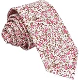 Kebocis Mens Skinny Cotton Floral Necktie Thin Tie for Men