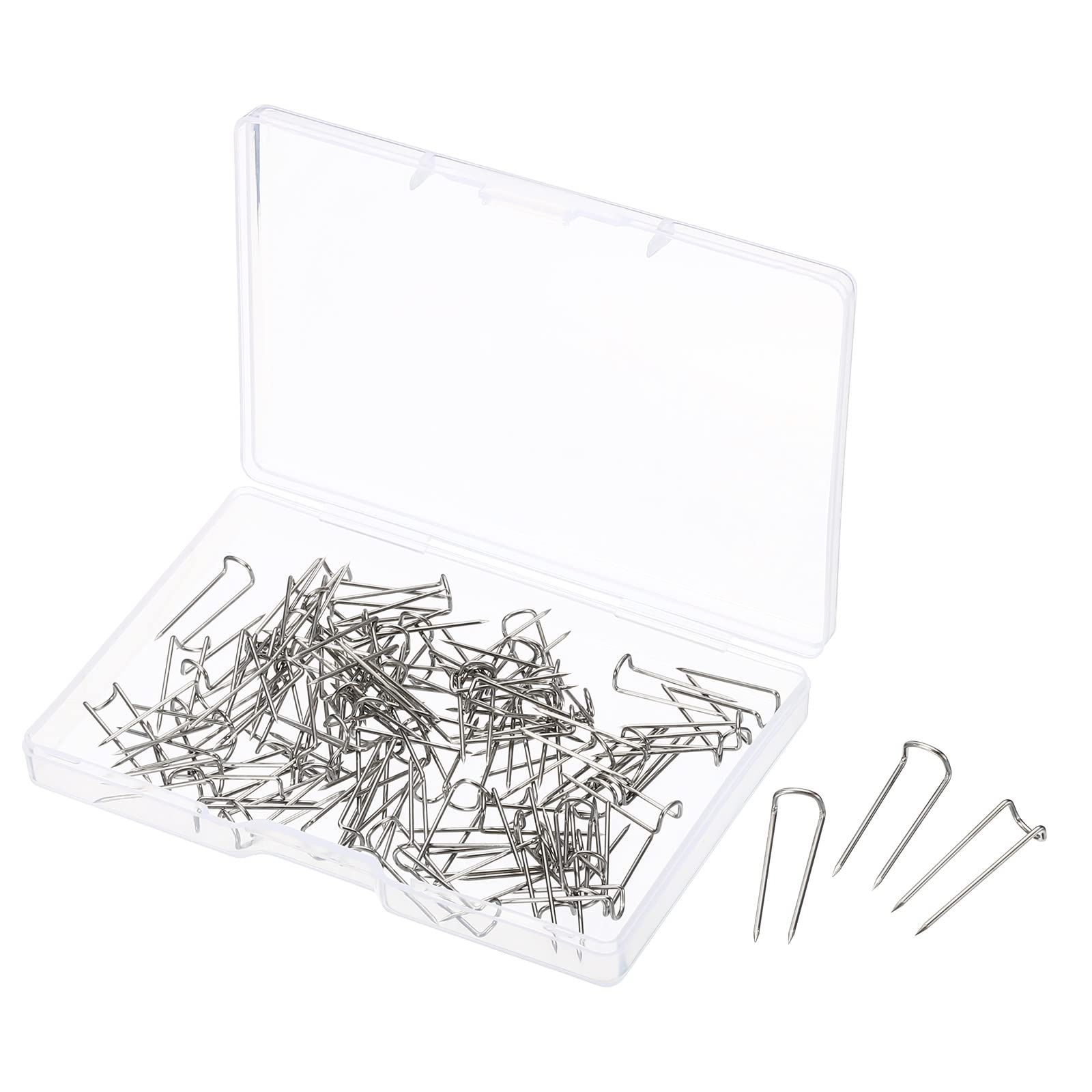 PATIKIL U-Pins, 100 Pack Steel Dressmaker Ornament Quilting Fork Pin for Craft Fabric Sewing, Silver