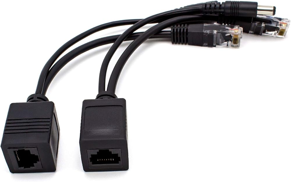 AKORD POE Passive Power Over Ethernet Adapter Injector Extractor Kit CAT5 Black