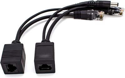 AKORD POE Passive Power Over Ethernet Adapter Injector Extractor Kit CAT5 Black