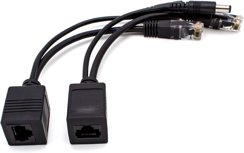 AKORD POE Passive Power Over Ethernet Adapter Injector Extractor Kit CAT5 Black