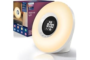 HEYAXA Sunrise Alarm Clock with Wake Up Light for Kids, Adults, Heavy Sleepers, Sleep Aid with Sunrise Simulation，8 Colors Night Light & 6 Natural Sounds for Bedrooms FM Radio, Gift Ideas