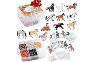 SCS DIRECT Fuse Beads Super Value Kit- 4000 Beads- Horse Adventure- Includes 10 Colors, 2 Peg Boards, Tweezers, Ironing Paper & Design Templates- DIY Art Craft Project for Kids Vacation, Camp or Holiday Gift