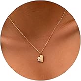 Fremttly Heart Necklace for Women, 14K Gold Plated Birthstone Necklace Cubic Zirconia Heart Pendant Necklace Birthday Gifts for Women