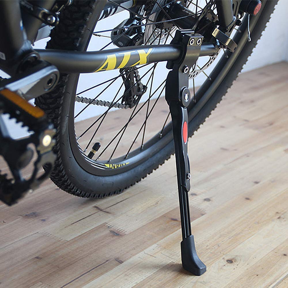 Bike Kickstand Aluminum Alloy Adjustable Bicycle Side Kickstand for Bike with Concealed Spring-Loaded Latch, for 24-29 Inch Lightweight, Midweight and Cruiser Bicycles