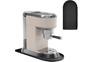 Black Half-Round Silicone Coffee Maker Mat for Small Coffee Machines, Space-Saving Countertop Spill & Drip Tray, Unique Textu