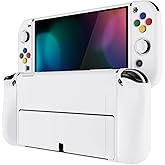 PlayVital ZealProtect Soft Protective Case for Nintendo Switch OLED, Flexible Protector Joycon Grip Cover for Nintendo Switch OLED with Thumb Grips & ABXY Direction Button Cap - White