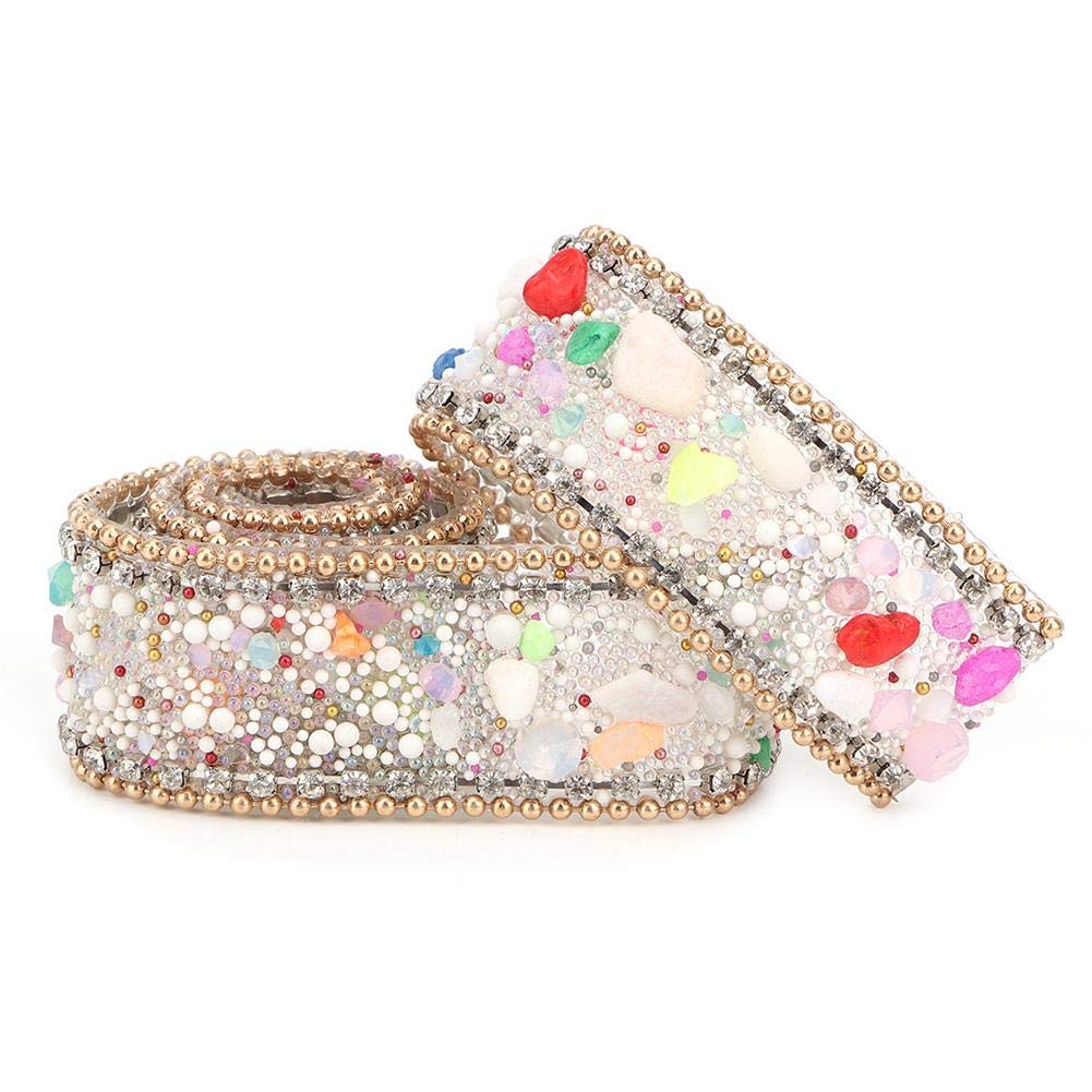 Jectse 2.5cm Diamond Ribbon Wrap,DIY Craft Cloth Rhinestone Chain Trim,Wedding Clothes Dress Trim Shoes Bracelets Necklace Paste Decorations(E)