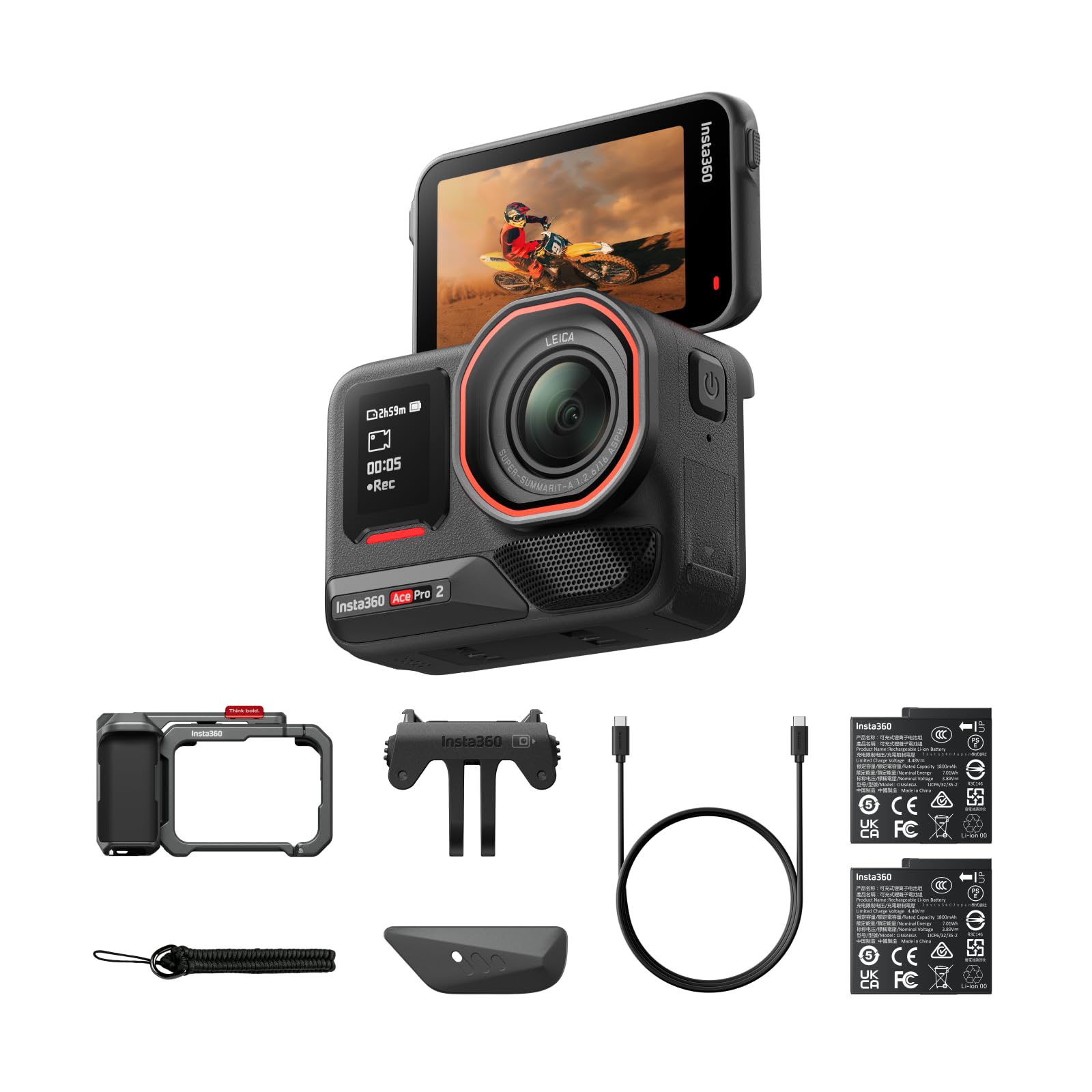 Insta360 Ace Pro 2 Xplorer Bundle Dual Battery- 8K Waterproof Action Camera Co-Engineered with Leica, 1/1.3" Sensor, Dual AI Chip, Leading Low Light, Superior Audio, Flip Screen & AI Editing for Vlogs Image Insta360 Ace Pro 2 Xplorer Bundle Dual Battery- 8K Waterproof Action Camera Co-Engineered with Leica, 1/1.3" Sensor, Dual AI Chip, Leading Low Light, Superior Audio, Flip Screen & AI Editing for Vlogs Image