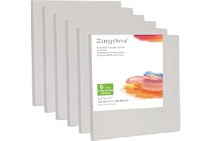 Zingarts Canvases for Painting 12x12Inch 6-Pack,100% Cotton Primed Painting Canvas Panels, Stretched Canvas Boards is for Professionals,Students & Kids, for Acrylic Paint, Oil, Watercolor, Gouache