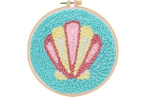 ZUOANLF Punch Needle Kit for Beginner, Rug Yarn Hooking Beginner Kit with Instruction, Punch Needle Fabric with Pattern, Yarns, Embroidery Hoops for Punch Needle 20CM/9.8INCH (Shell)