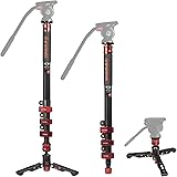 IFOOTAGE 71" Carbon Fiber Camera Monopod Professional Telescopic Video Monopods Base Tripod Compatibility DSLR Cameras Camcor