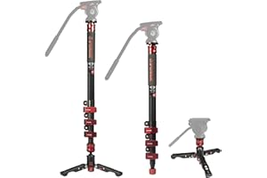 IFOOTAGE Camera Monopod Professional 59" Aluminum Telescoping Video Monopods with Tripod Stand Compatible for DSLR Cameras an