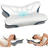 Cervical Pillow for Neck Pain Relief - Ergonomic Neck Pillow for Sleeping Contour Memory Foam Pillows with Cooling Pillowcase, Orthopedic Bed Pillow for Side Back Stomach Sleepers
