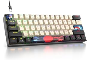 Fogruaden RGB Wired 60% Percent Keyboard Mechanical, 61 Keys Gaming Keyboard 60 Percent with Red Switch, Small Compact Mechanical Keyboard for Win/Mac Laptop PC Gamer (Carbon/61)