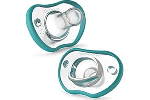 NANOBÉBÉ Nanobebe Baby Pacifiers 0-3 Month - Orthodontic, Curves Comfortably with Face Contour, Award Winning for Breastfeeding Babies, 100% Silicone, Perfect Baby Registry Gift 2pk,Teal