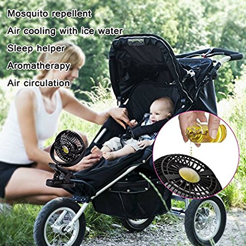 Rechargeable Battery Operated Clip Fan, Portable Clip on USB Desk Fan, ADDSMILE 4400mAh Battery/USB Powered Personal Mini Fan for Baby Stroller/Office/Gym/Beds/Car/Traveling/Camping(6~40h) (Mini)