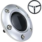 Modengzhe Universal Fit Silver Plastic Cover 6-Bolts Steering Wheel Horn Button for Auto Car, 85mm Diameter