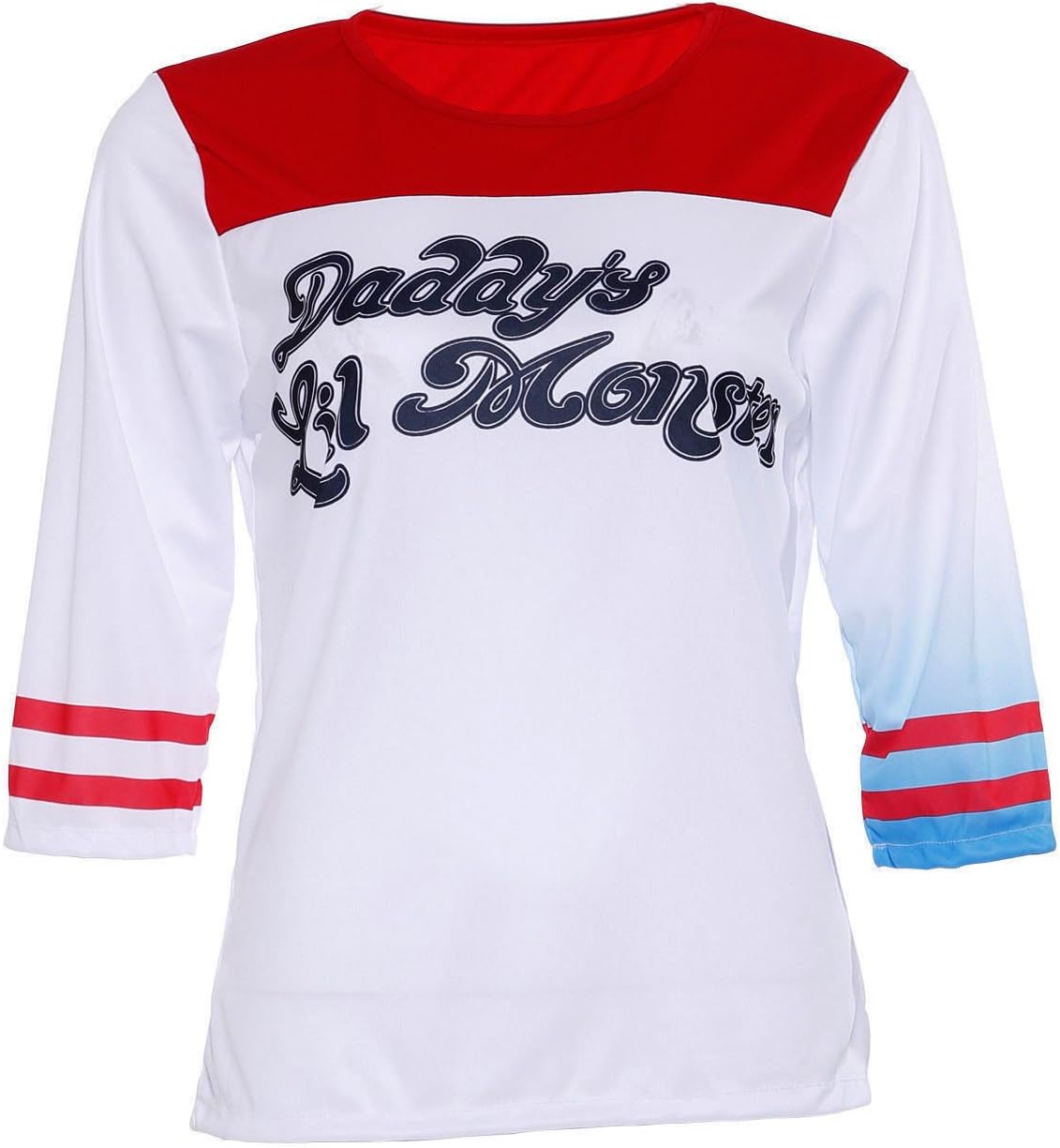 Women's Harley Quinn Costume Fancy Dress T-Shirt Short Crop Top Halloween Suicide Squad 8-22