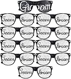 Team Groom Party Glasses - Novelty Sunglasses For Weddings and Bachelor Parties - Fun Photo Props (10pc Set, Black)