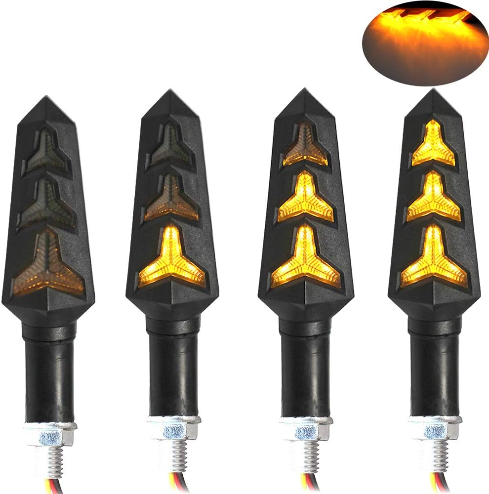 shunyang 4PCS Motorcycle Indicators Flowing Turn Signal Lights Motorbike Turning Indicators 12V 12 LEDs Bulbs for Motorcycle Motorbike Scooter Quad Cruiser Off Road-Y Shape
