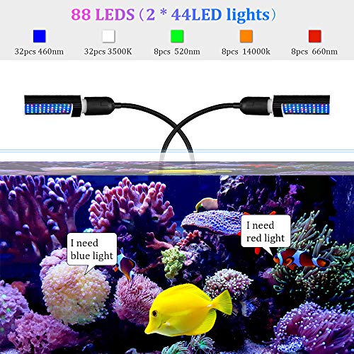 Bozily Aquarium Light Dimmable, Full Spectrum Freshwater Fish Tank Light with Replaceable Bulbs and Adjustable C-Clamp for Aquatic Plant Growth