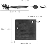 FUZVOL Golf Cleaner Brush and Towel Set with Carabiner Black view 3