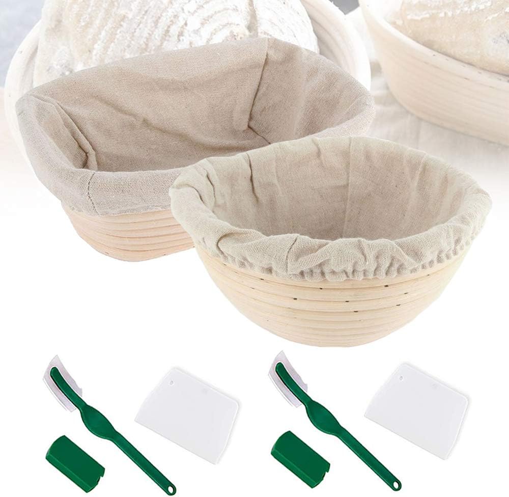 2PCS Bread Banneton Proofing Basket 10" Round/12'' Oval Bread Proving Baskets Set Rising Dough Baking Bowl Gifts for Artisan Bread Making Starter Homemade (10" Round + 12" Oval)