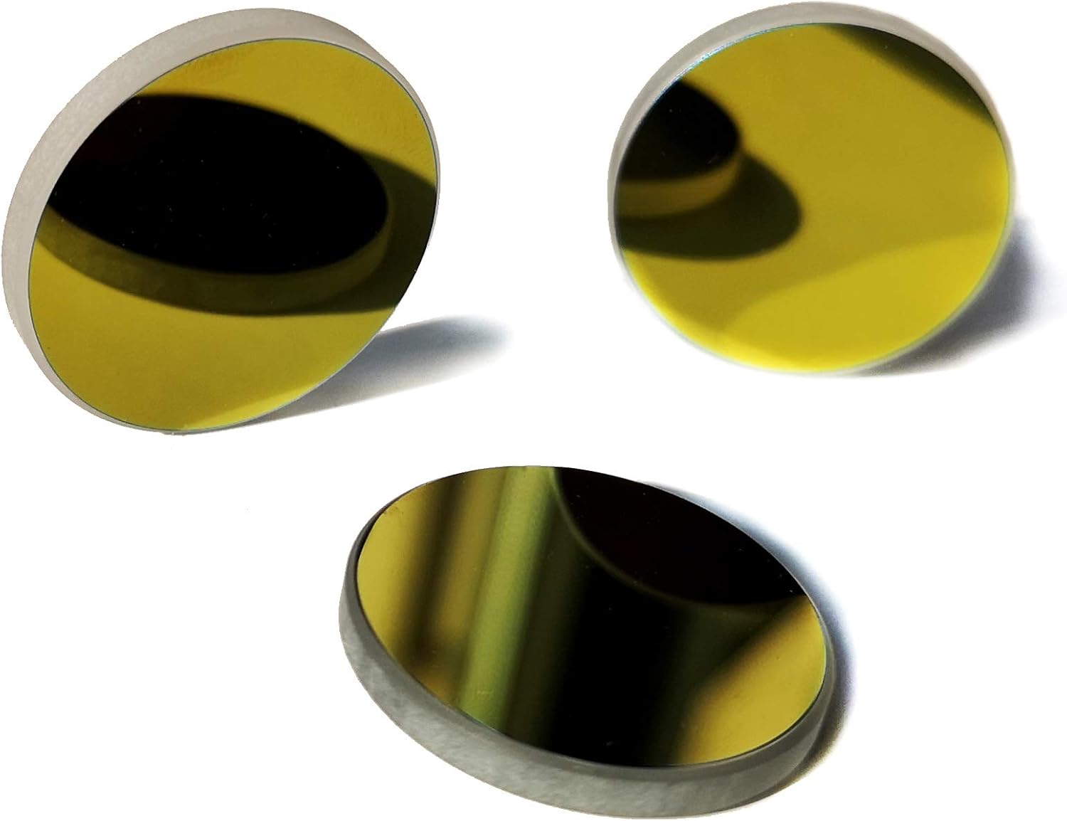 MCWlaser 3PCS K9 Glass Mirror Coated Gold Dia:20mm for CO2 Laser Engraving Cutting 40W or 50W, Dia: 20mm ; 3PCS