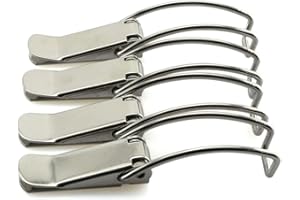 HJ Garden 4pcs 85mm/3.35 inch Spring Loaded Toggle Latch Hasp,304 Stainless Steel Box Cabinet Spring Loaded Locks Hasps