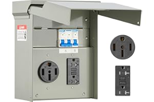 VEVOR Temporary Power Outlet Panel, RV Electrical Breaker Box with Prewired 50 Amp & 20 Amp GFCI Receptacle Circuit, Weatherproof RV Electrical Panel for RV Hookup Camper Travel Trailer Motorhome