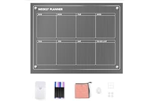 JIALAI HOME Acrylic Magnetic Dry Erase Board Calendar for Fridge, Magnetic Weekly Planner Calendar for Fridge, 16"x12" Inches Clear Dry Erase Calendar for Refrigerator
