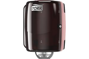 Tork 659028 Performance Centerfeed Dispenser, 14.02" Height x 9.76" Width x 9.13" Depth, Red/Smoke (Case of 1 Dispenser) for 