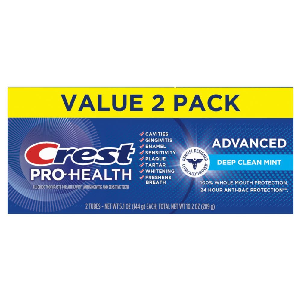 Crest Pro-Health Advanced Deep Clean Mint Toothpaste, 2 Count (Pack of 1)